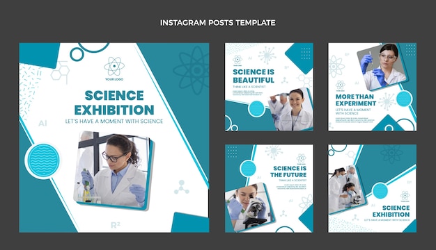 Post di instagram di scienza del design piatto