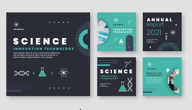 Free vector flat design science instagram posts