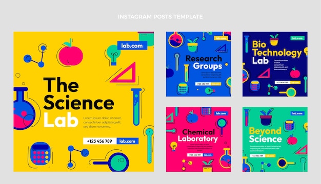 Flat design science instagram posts