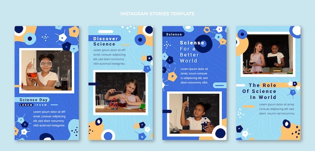 Flat design science instagram stories