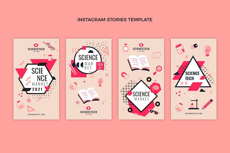 Free Vector flat design science instagram stories