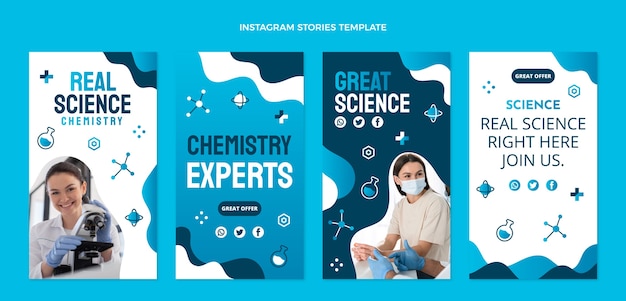 Flat design science instagram stories