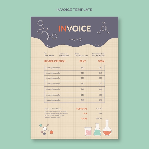 Free vector flat design science invoice template