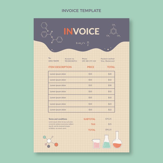 Flat design science invoice template