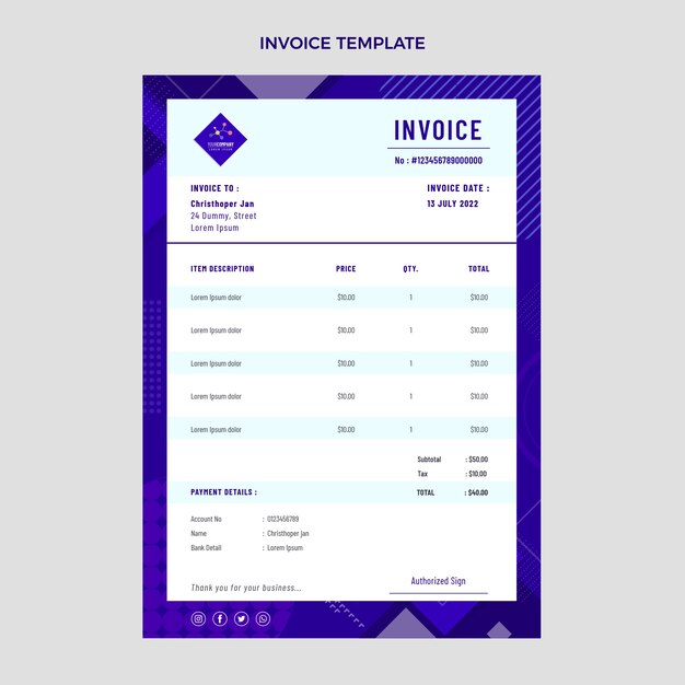 Flat design science invoice