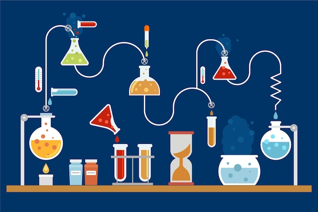 Vettore gratuito laboratorio scientifico di design piatto