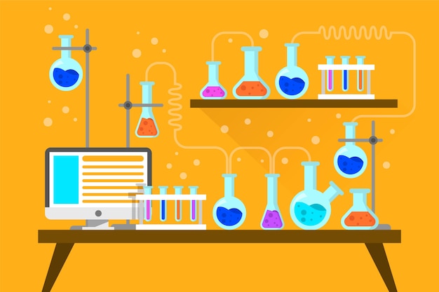 Vettore gratuito laboratorio scientifico di design piatto