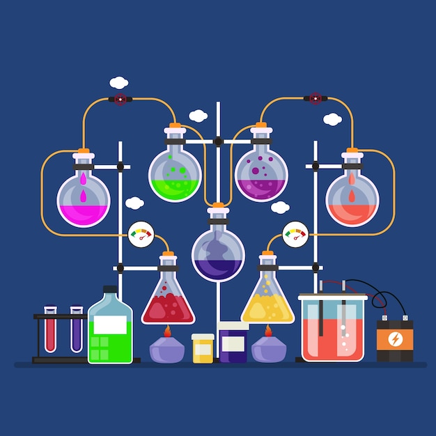 Vettore gratuito laboratorio scientifico di design piatto