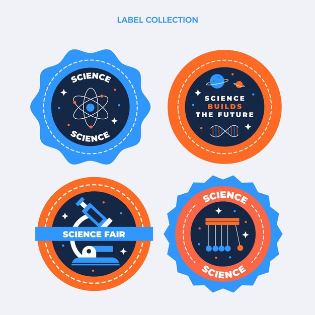 Free vector flat design science label collection