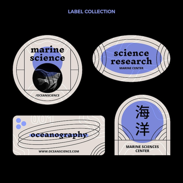 Free vector flat design science label collection