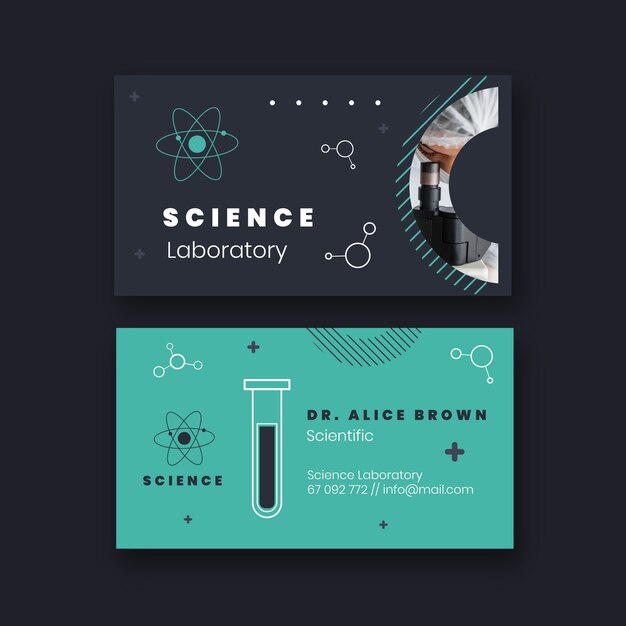 Flat design science laboratory horizontal business card