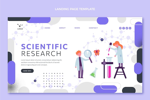 Free vector flat design science landing page template