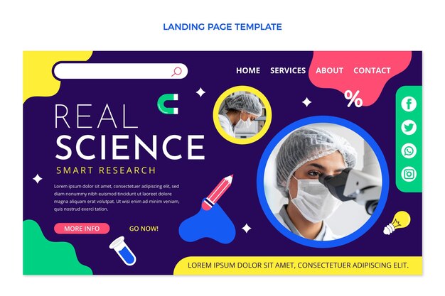 Flat design science landing page template