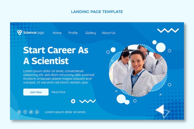 Flat design science landing page template