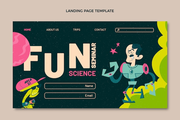 Flat design science landing page template