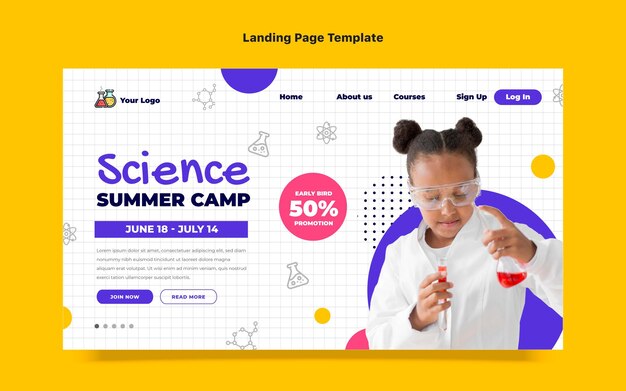 Flat design science landing page