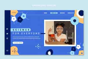 無料ベクター フラットデザインサイエンスのランディングページ
