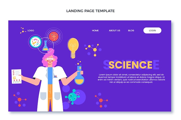 Flat design of science landing page