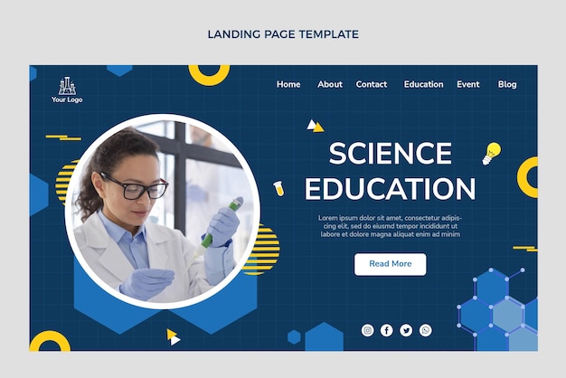 Free vector flat design science landing page