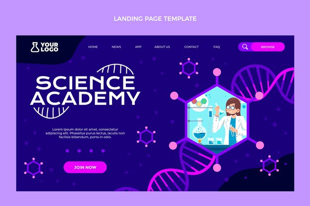 Flat design science landing page
