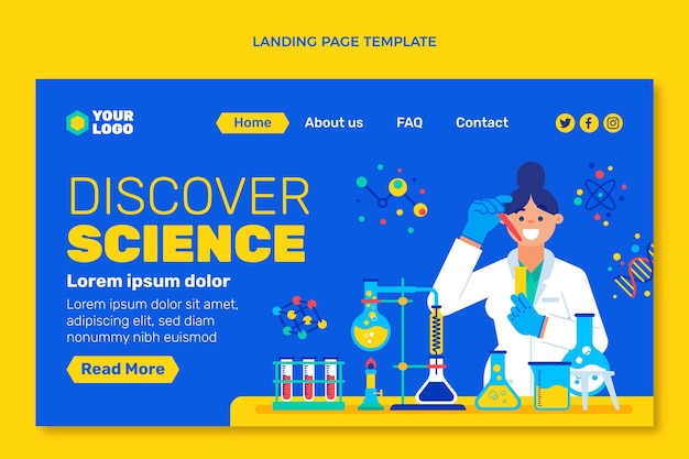 Free vector flat design science landing page