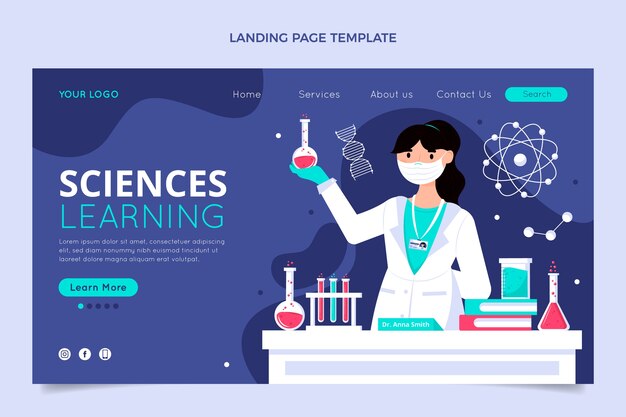 Flat design science landing page
