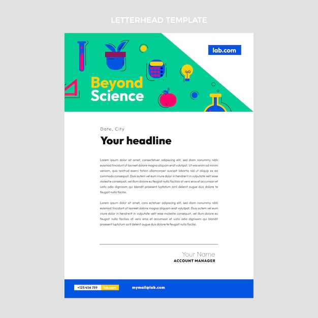 Modello di carta intestata di scienza di design piatto