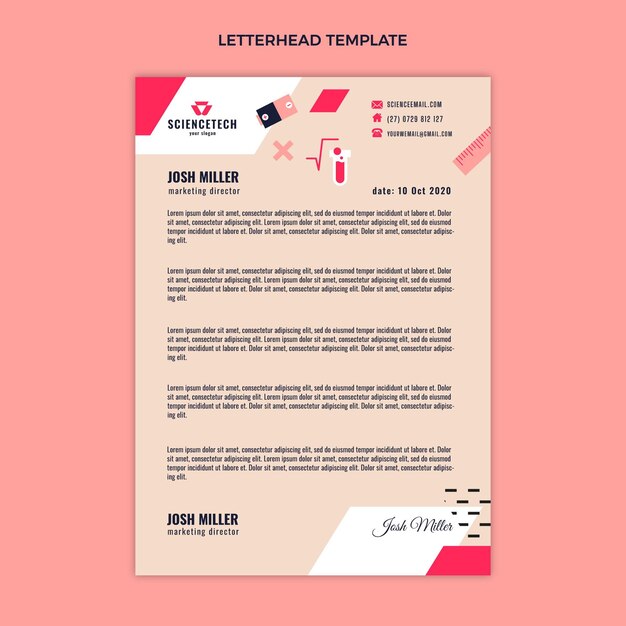 Free vector flat design science letterhead