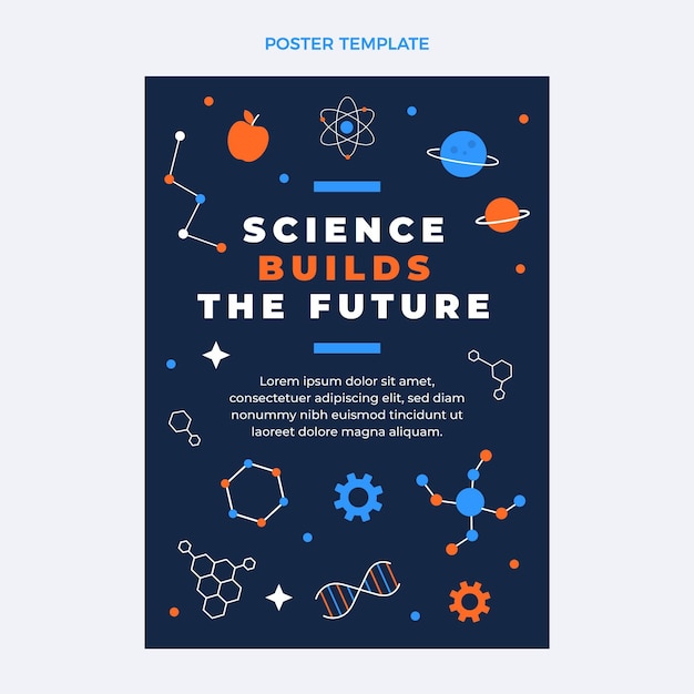 Vettore gratuito modello di poster di scienza di design piatto