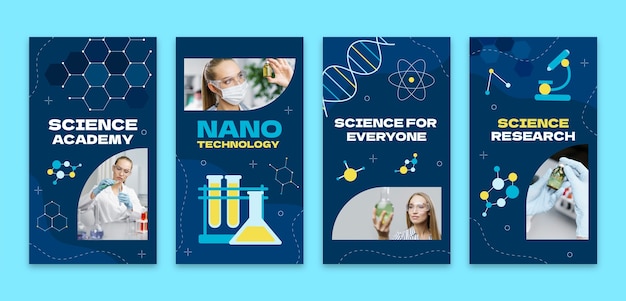 Flat design science research instagram stories