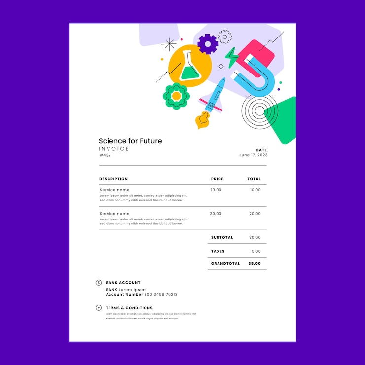 Free Vector flat design science research invoice