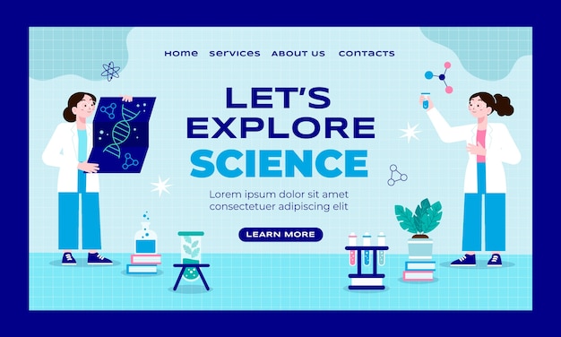 Free vector flat design science research landing page