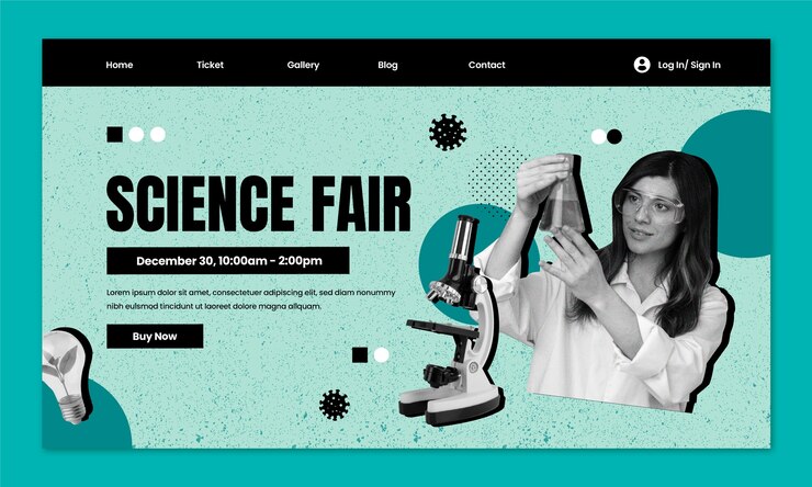 Free Vector flat design science research landing page