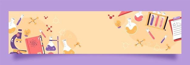 Free vector flat design science research twitch banner