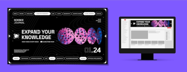 無料ベクター フラットなデザインの科学研究 youtube チャンネル アート