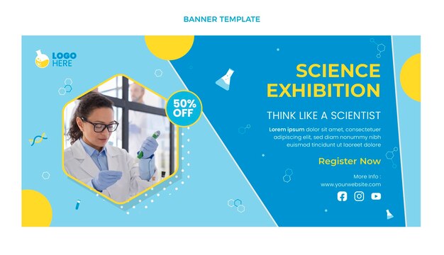 Flat design science sale banner