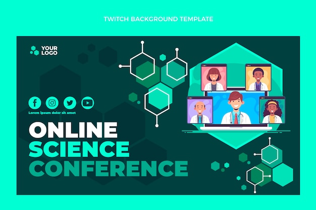 Free vector flat design science twitch background