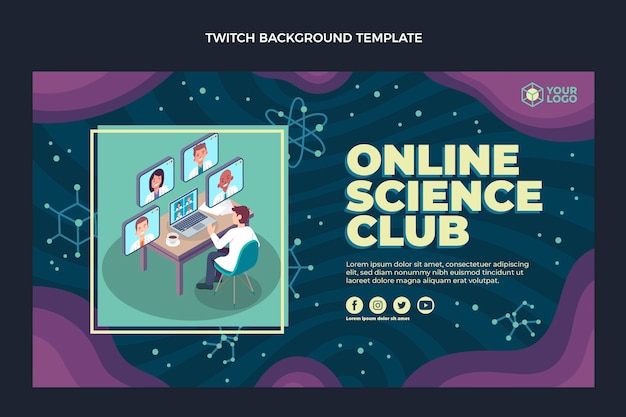 Free vector flat design science twitch background