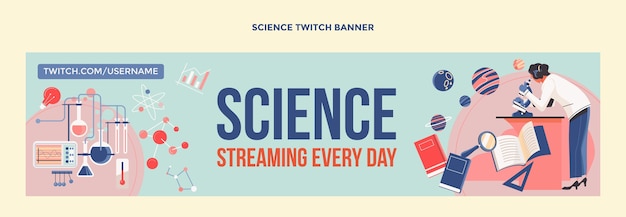 Free vector flat design science twitch banner