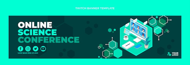 Free vector flat design science twitch banner