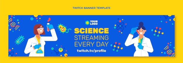 Flat design science twitch banner