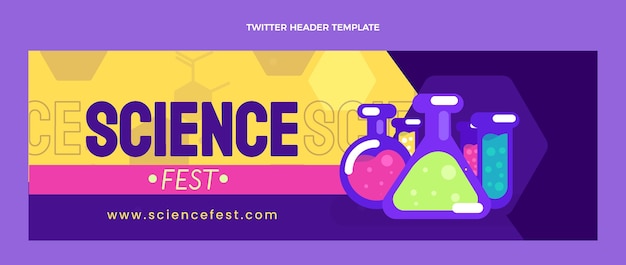 Flat design science twitter header template