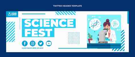 無料ベクター フラットデザインサイエンスのツイッターヘッダー