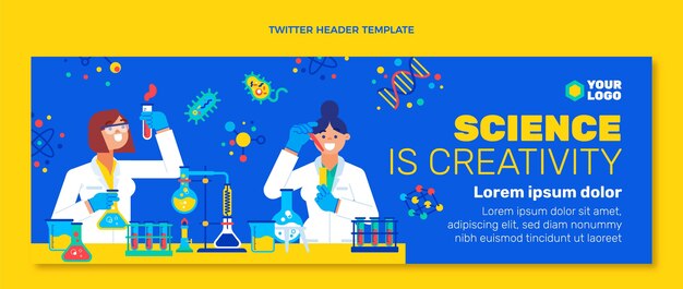 Flat design science twitter header