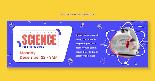 Flat design science twitter header