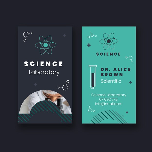 Flat design science vertical business card