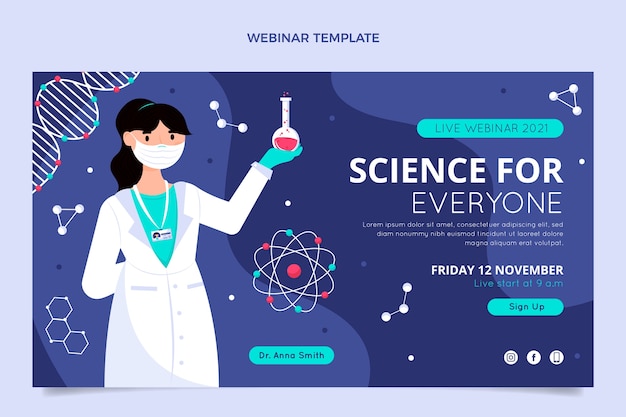 Vettore gratuito webinar sulla scienza del design piatto