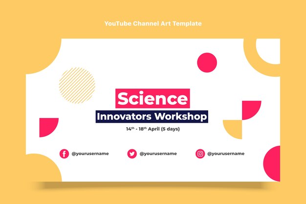 Flat design science youtube channel art