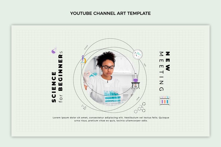 Free Vector flat design science youtube channel art