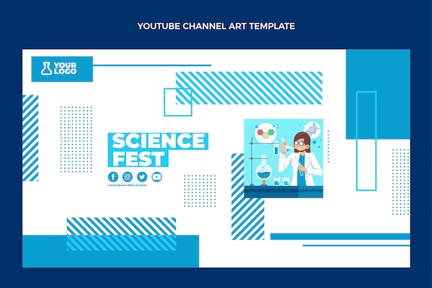 Vettore gratuito canale youtube di scienza del design piatto